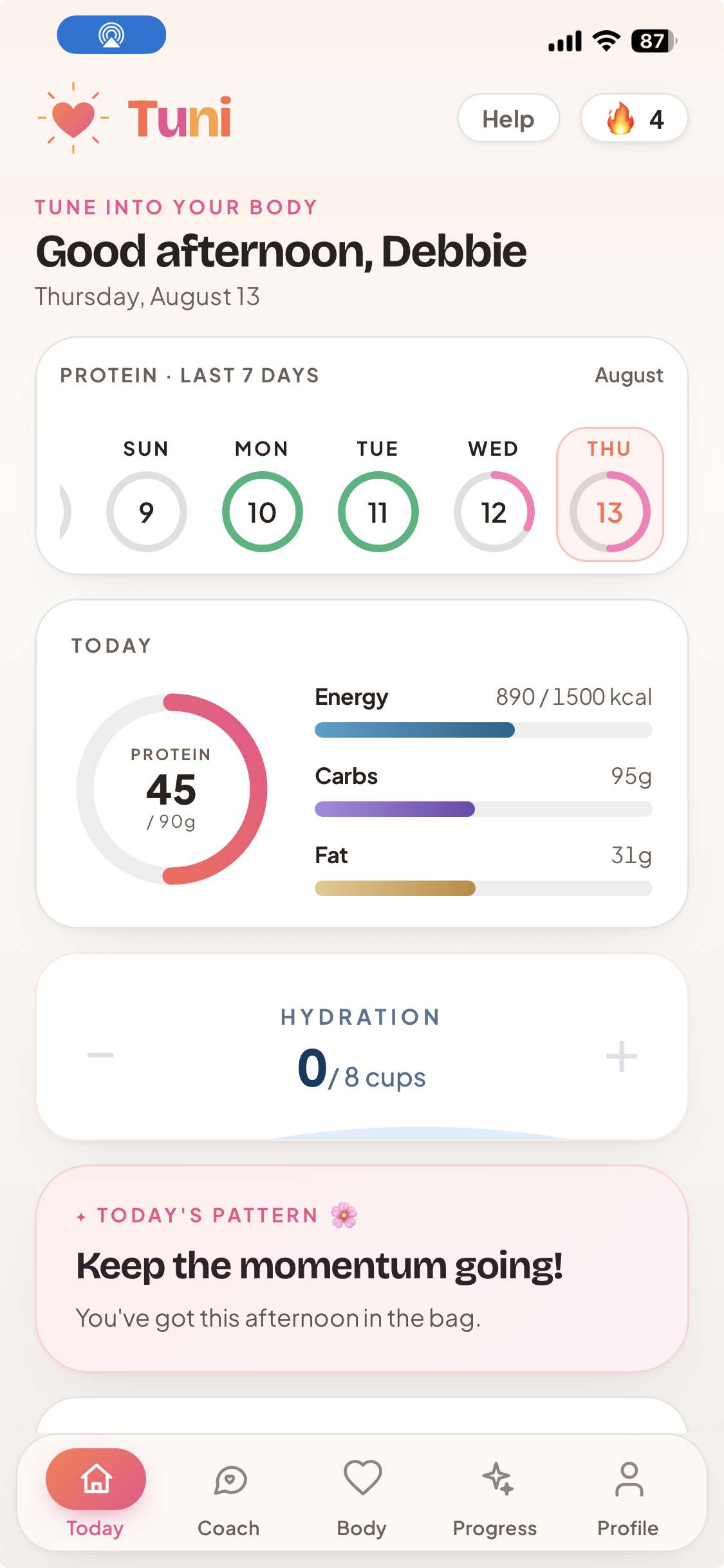 Tuni app screen
